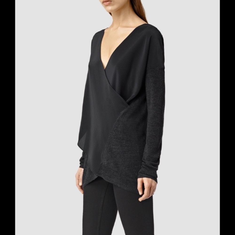 All Saints Silk Twist Jumper Silk & Merino Wool Knit Sweater Medium